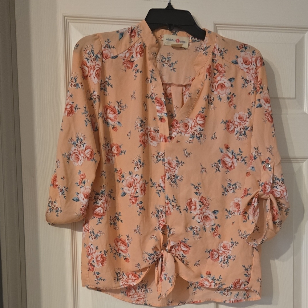 Wishful Park Peach Floral Blouse